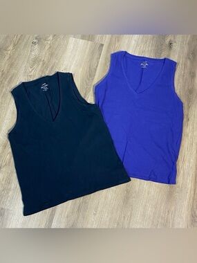 NWOT J. Crew Slub Cotton Tank sleeveless v neck top size medium bundle of 2